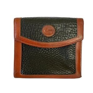 Vintage Dooney & Bourke Black AWL British Tan Trim W06 Large Credit Card Wallet
